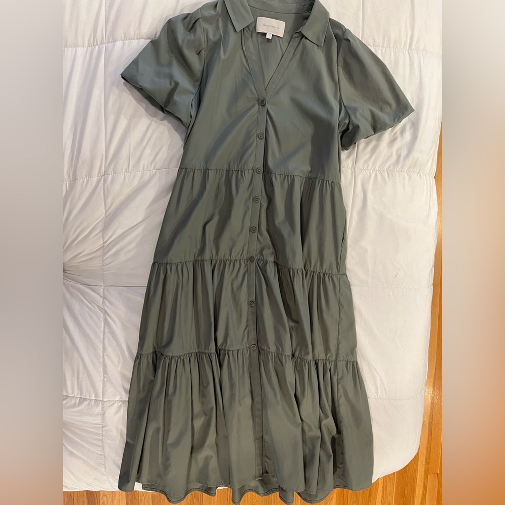 Brochu Walker Olive Button-Front Midi Dress